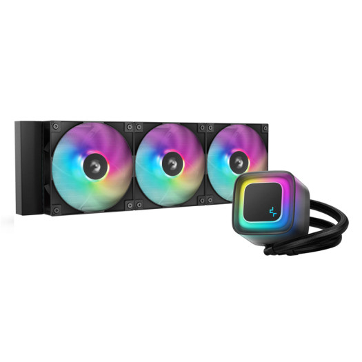 DeepCool LE360 V2 Liquid CPU Cooler, 360mm Radiator, 3x 120mm Pre-Installed aRGB Fan, 2100 RPM Fan Speed, 75.89 CFM Fan Airflow, Hydro Bearing Type, Anti-Leak Technology, Black | R-LE360-BKAMMC-G-2
